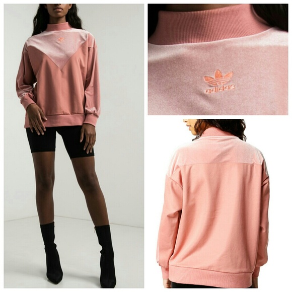 🎉HP!🎉💎NWT Adidas Pink Velvet Mix Sweatshirt - Picture 7 of 8